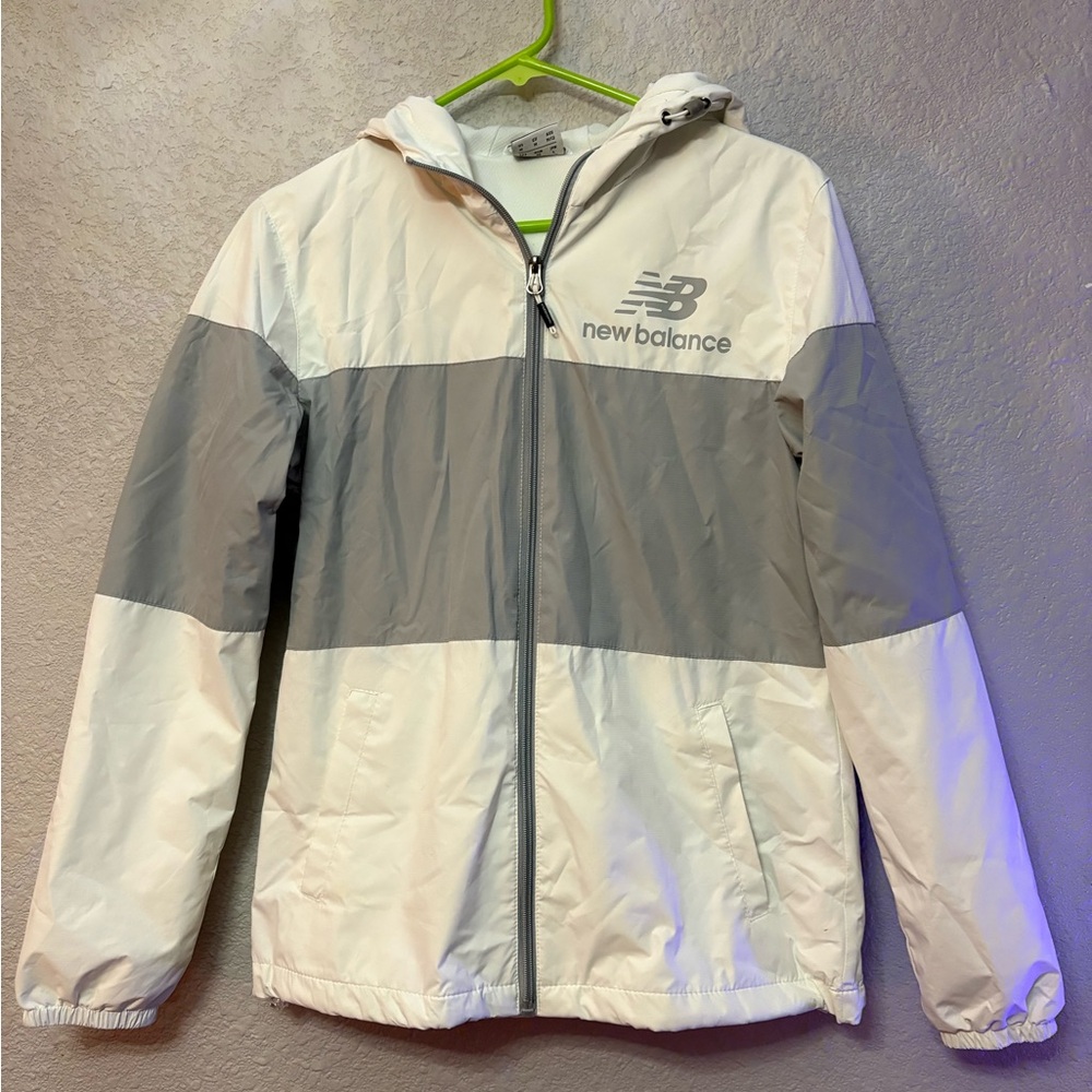 New Balance Off-White and Gray Hooded Jacket